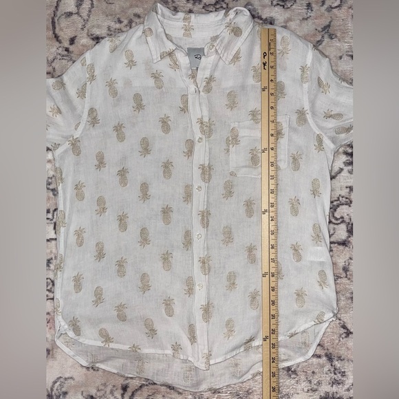 RAILS Charli Gold Pineapple Print Button-Down Shirt Size XS - Picture 7 of 12